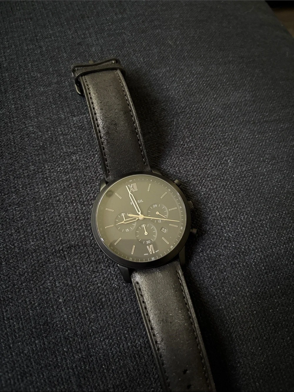 Fossil Men's Black Leather Chronograph Watch